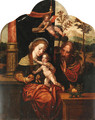 The Holy Family with an angel crowning the Virgin, a landscape beyond - (after) Pieter Coecke Van Aelst