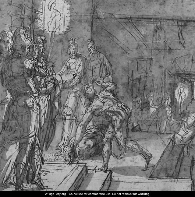 The beheading of Saint John the Baptist - (after) Perino Del Vaga (Pietro Bonaccors)