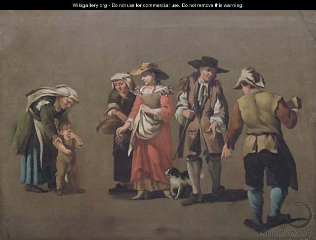 A group of peasants - (after) Pieter Van Bloemen