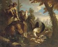 Poultry and other birds feeding amongst classical ruins - (after) Nicolo Casissa