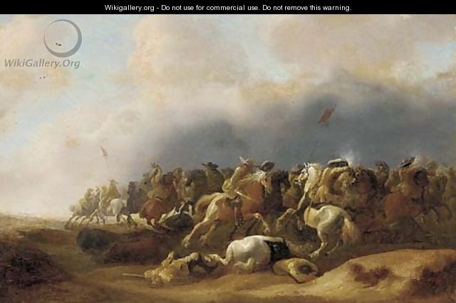 A cavalry engagement - (after) Anthonie Palamedesz. (Stevaerts, Stevens)