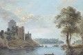 A lazy day on the estuary below a ruined castle - (after) Paul Sandby