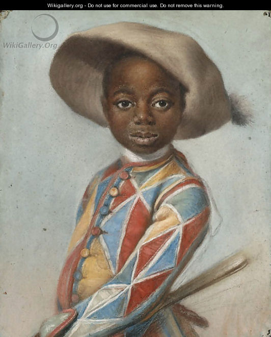 An African Page dressed as a Harlequin - (after) Louis Vigee