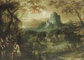 A wooded river landscape with Saint Onophrius - (after) Lodovico Pozzoserrato (see Toeput, Lodewijk)