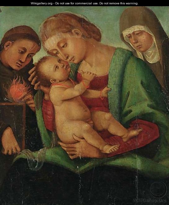 The Madonna and Child with Saints Augustine and Clare - (after) Luca Signorelli