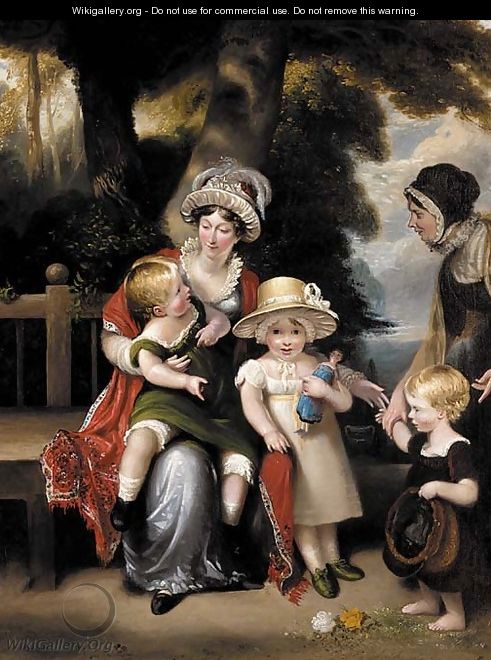 Portrait of a mother with her three children - (after) Margaret Sarah Carpenter