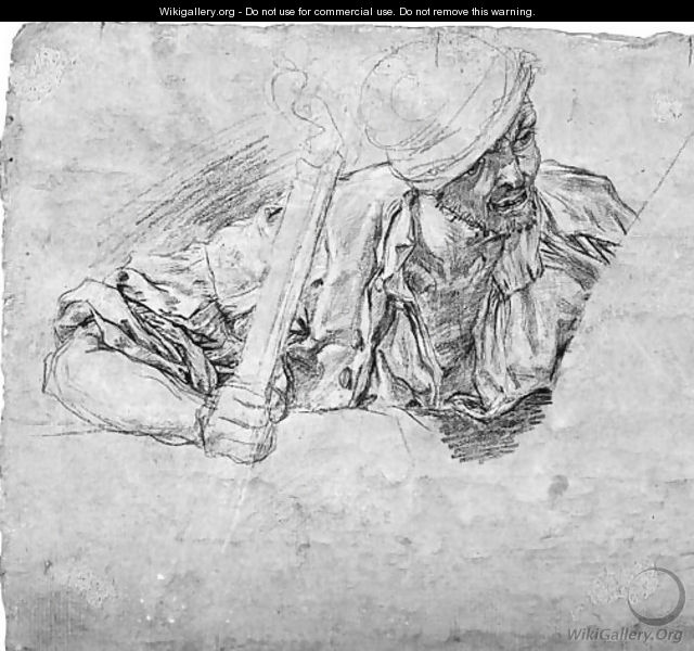 A man holding a candle, half-length (recto); A reclining nude (verso) - (after) Luigi Sabatelli