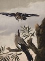 A jay perched on a tree stump and a lapwing flying above - (attr. to) Hondecoeter, Melchior de