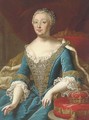 Portrait of Maria Theresa (1717-1780), Empress of Austria, seated, three-quarter-length, in a gold embroidered blue dress - (circle of) Mytens/ Meytens, Martin II