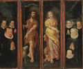 Saint John the Baptist and Saint Margret with donors - a set of four compartments from an altarpiece - (after) Maarten De Vos