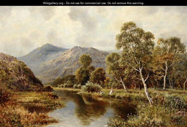 Children Fishing On A Tranquil River - (after) John Horace Hooper