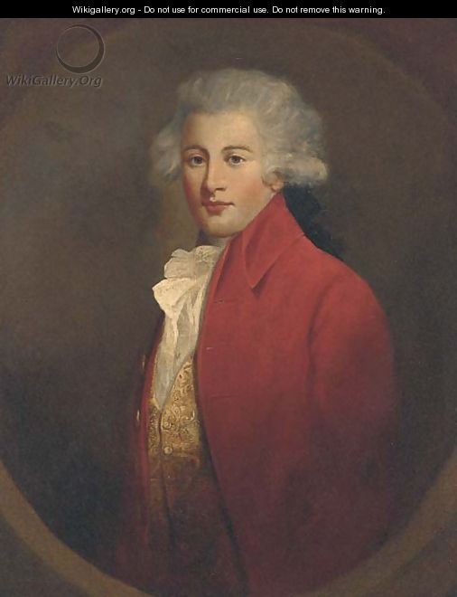 Portrait of a young gentleman, half-length, in a red jacket and white cravat - (after) Hoppner, John
