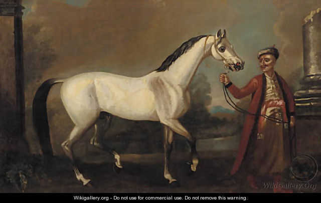 The bloody-shouldered Arabian held by a groom - (after) John Wootton