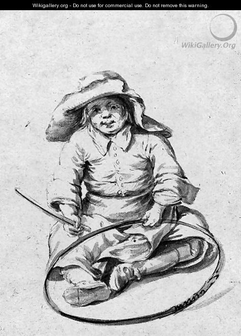 A seated child holding a hoop - (after) Karel Dujardin
