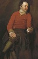 A study of a man, in a red vest, holding a snuff box in his left hand - (after) Julius Henricus Quinkhard