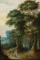 A wooded landscape with a traveller on a horse; and Peasants in a wooded landscape - (after) Jasper Van Der Laanen