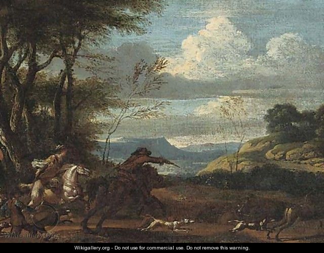 An extensive valley with a stag hunt - (after) Jan Wyck