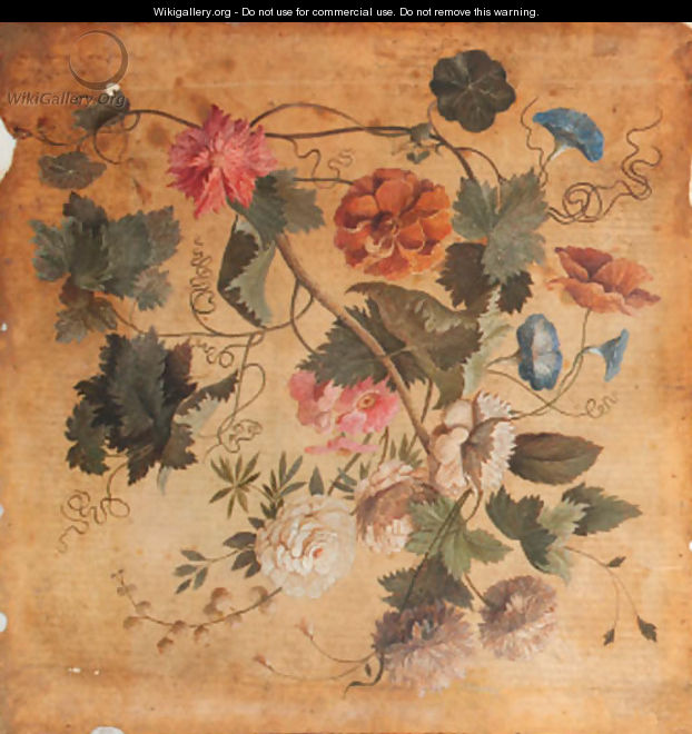 A spray of ivy with peonies, morning glory and other flowers - (after) Huysum, Jan van