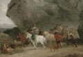 Cavalry men approaching gypsies by a grotto - (after) Fragonard, Jean-Honore