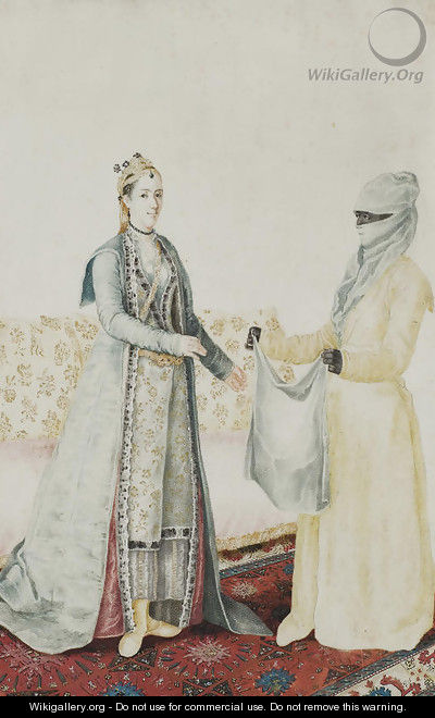 A Europen woman with her Turkish servant - (after) Etienne Liotard