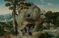 An extensive landscape with Elijah and the Angel - (after) Joachim Patenier (Patinir)