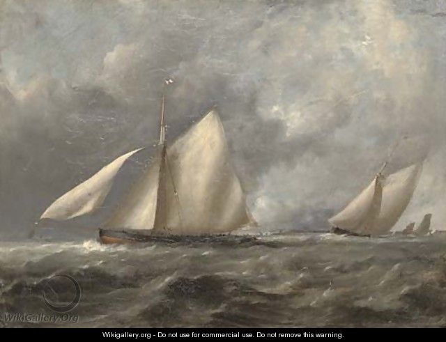 Royal Irish Yacht Club cutters at the turning mark - (after) John Christian Schetky