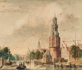 A view of the Oude Schans with the Montelbaanstoren, Amsterdam, the tower of the Zuiderkerk beyond - (after) Jan De Beijer