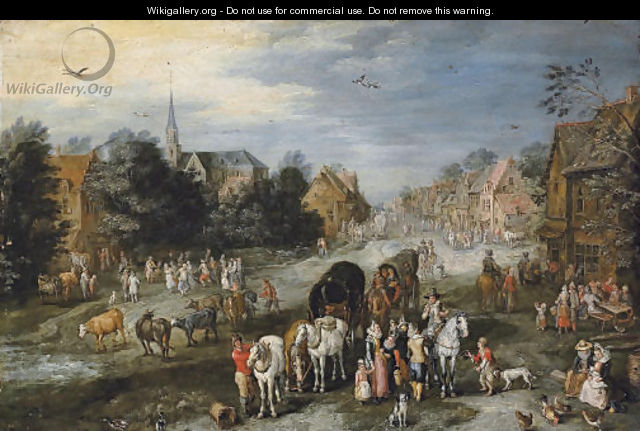 A village landscape with a kermesse - (after) Jan, The Younger Brueghel