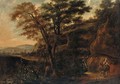 A wooded landscape with a traveller on a donkey - (after) Jan Lagoor