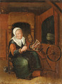 An old Lady Spinning in an Interior - (after) Jan Josef, The Elder Horemans