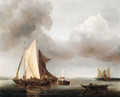 A calm smalschepen at anchor on a cloudy day - (after) Jan Van De Capell