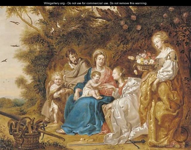The Mystic Marriage of Saint Catherine of Alexandria, with Saint Joseph, Saint Dorothea and the Infant Saint John the Baptist - (after) Jan Van Balen
