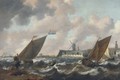 Shipping in choppy seas, a town beyond - (after) Jan Peeters