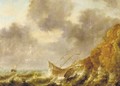 A shipwreck off a rocky coastline - (after) Jan Peeters