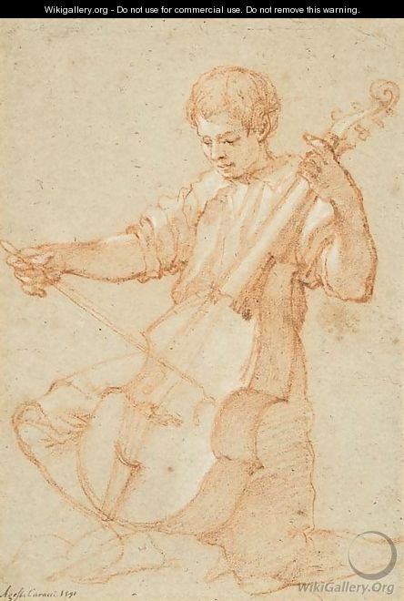 A youth playing the viola da gamba - Bartolommeo Cesi