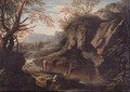 A Gorge with Peasants fishing and Bandits - Bartolomeo Torreggiani
