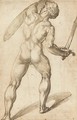 A nude seen from behind holding a sword and a shield - Bartolomeo Passarotti