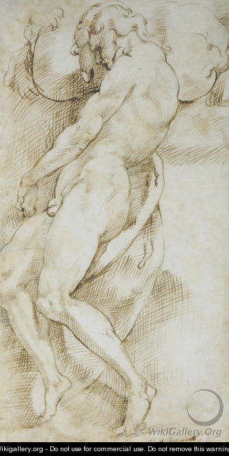 A nude man carrying a boulder - Bartolomeo Passarotti