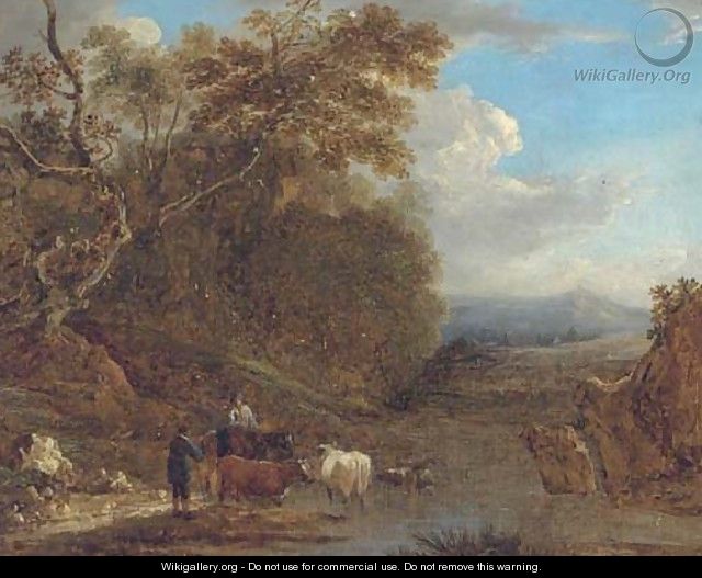 A drover with cattle watering - Benjamin Barker Of Bath