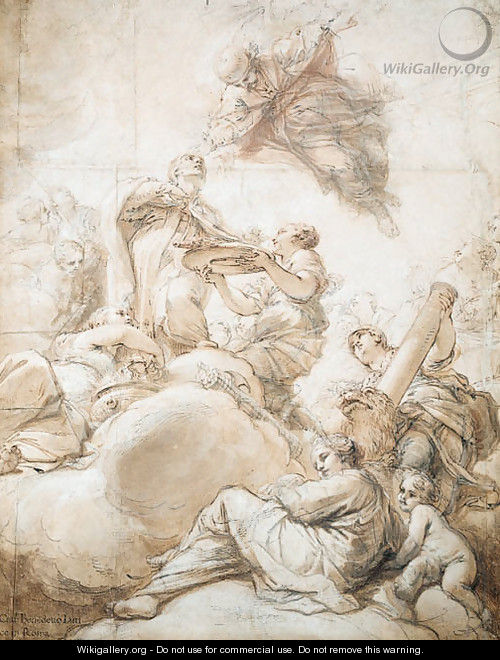 Allegory of the Elevation of Cardinal Deacon Oddone Colonna to the Papal Chair as Pope Martin V - Benedetto Luti