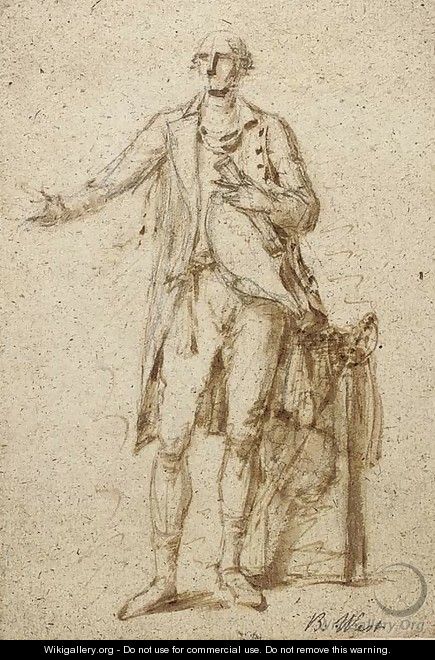 Study of a standing man, possibly a study for portrait of Lord Camden - Benjamin West
