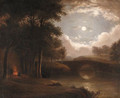Moonlight Landscape with Campfire - Benjamin Champney