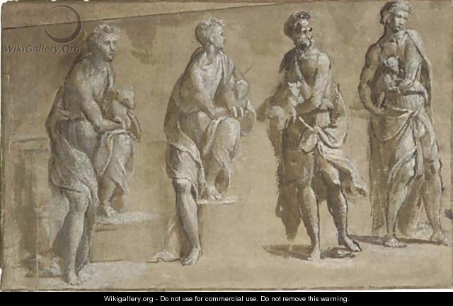 Four studies of Saint John the Baptist holding a lamb - Garofalo
