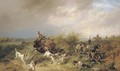 A stag hunt in a coastal landscape - Benno Adam