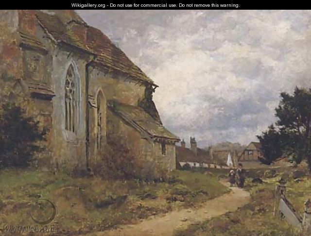 The village church, Shere, Surrey - Benjamin Williams Leader