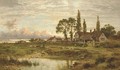 The Outskirts of a Worcestershire Common, clearing up after rain, Evening - Benjamin Williams Leader