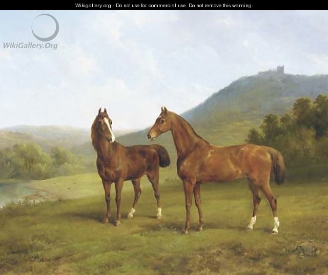 Horses in a valley - Augustus Knip