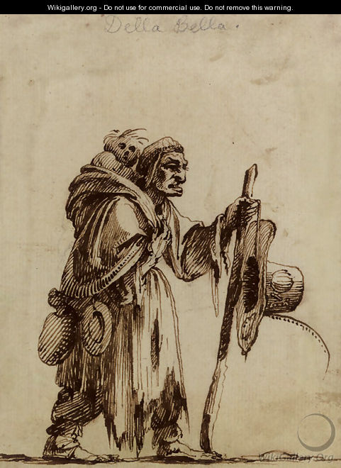 A beggar carrying an infant - Baccio del Bianco