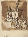 Musicians playing the double bass, flute and keyboard, and singing - Etienne de Lavallee-Poussin