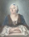 Portrait of a lady, half-length, seated, with a bouquet of flowers - Austrian School